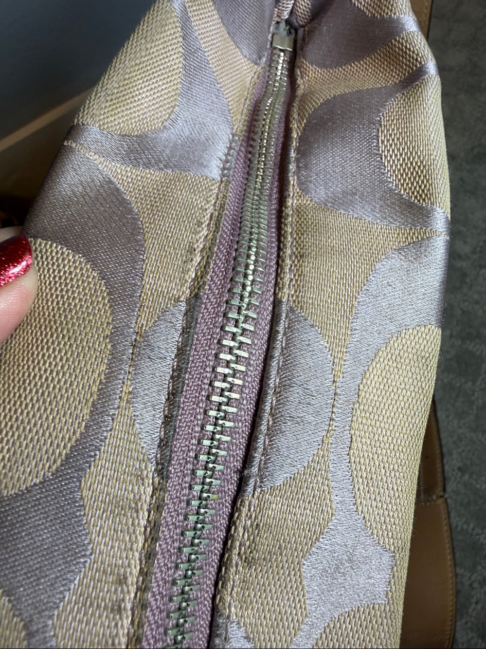 Coach Signature Canvas Shoulder Bag in Light Lavender and Cream - Picture 15 of 15